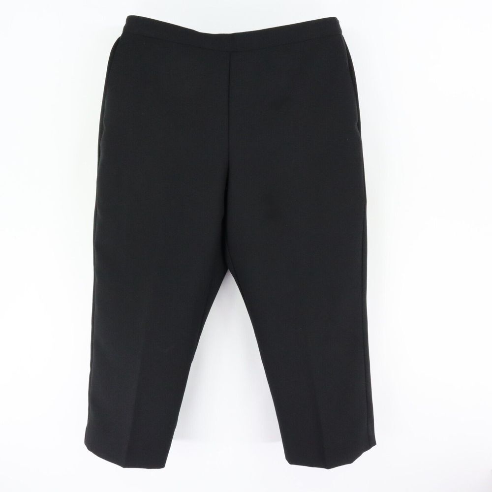 Alfred Dunner Stretch Waist Dress Pants Womens Size 14 Black Polyester Pockets